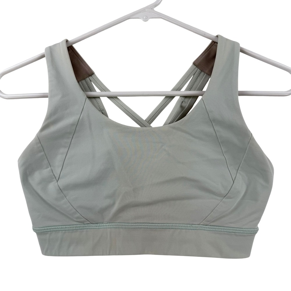 Lululemon Sports Bra Womens 4 Green Strappy Crossback Yoga Athletic Top Workout‎